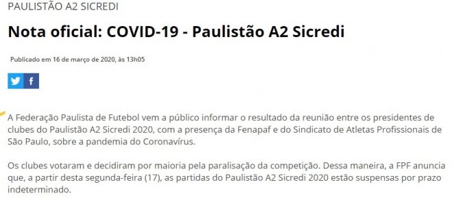 Campeonatos dos times da região estão paralisados 7 Campeonatos dos times da região estão paralisados 7