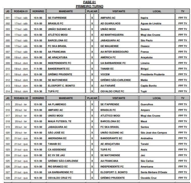 São José e Manthiqueira recebem tabela definitiva 4