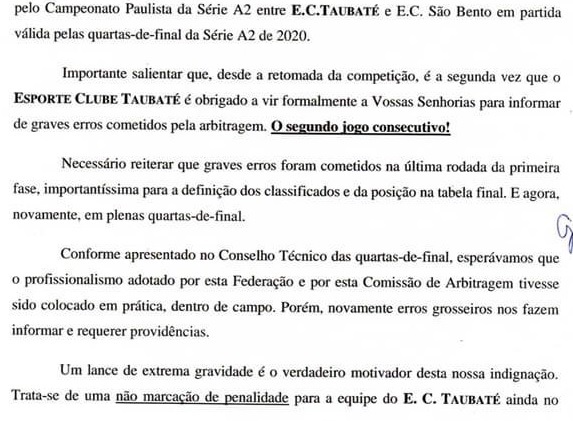 Taubaté formaliza protesto contra a arbitragem 3
