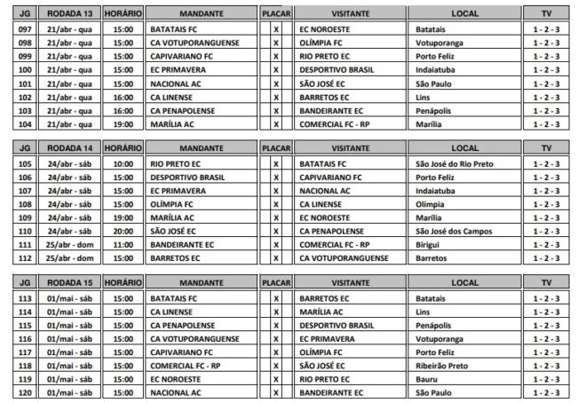 São José tem horário atendido na tabela divulgada 7