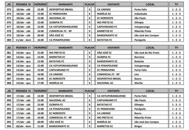 São José tem horário atendido na tabela divulgada 6