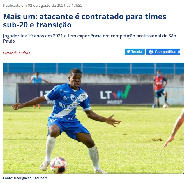 Revelação do Taubaté vai para time do Brasileirão 2