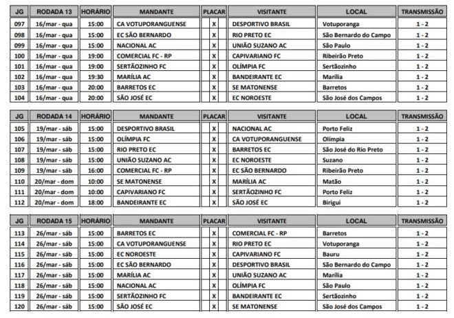 São José recebe tabela definitiva do campeonato 6