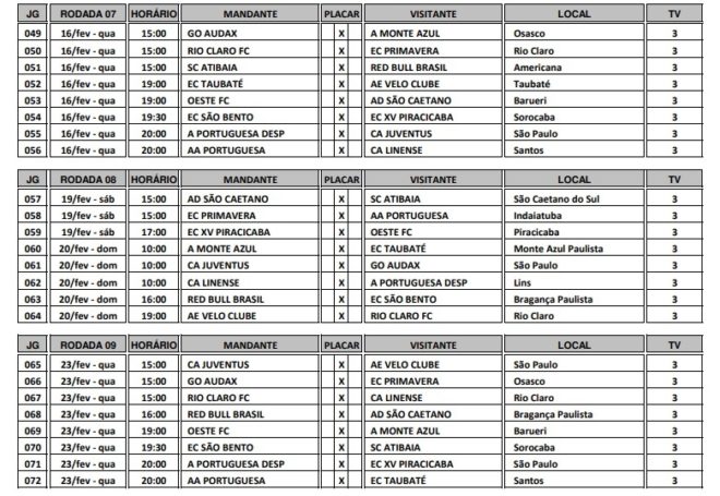 Taubaté recebe a tabela definitiva da Série A-2 4