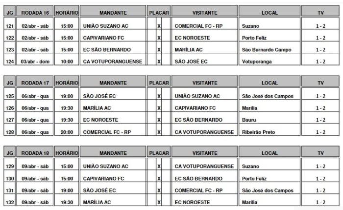São José tem tabela do quadrangular confirmada 2