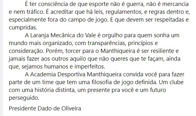 Manthiqueira é deixado fora da Copinha e protesta 4