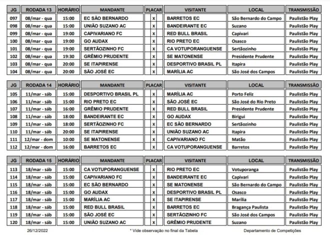 São José recebe tabela e pedirá uma alteração 7