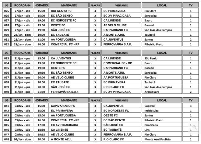 Clássico do Vale é confirmado em tabela detalhada 3