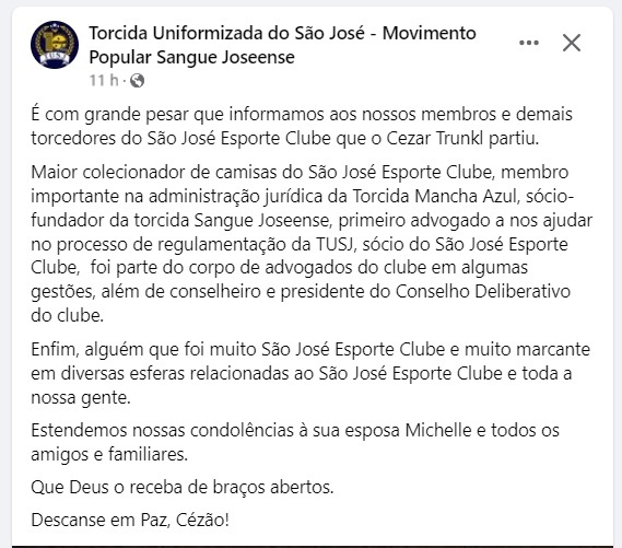 São José está de luto por colaborador polivalente 2