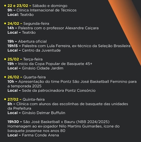 Semana joseense do basquete começa neste sábado 3